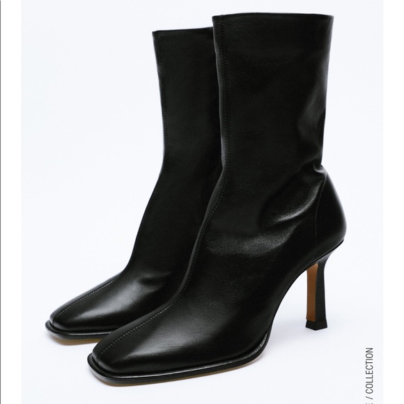 Zara black heeled ankle boots size 8 red. 2118/810 - Picture 10 of 10